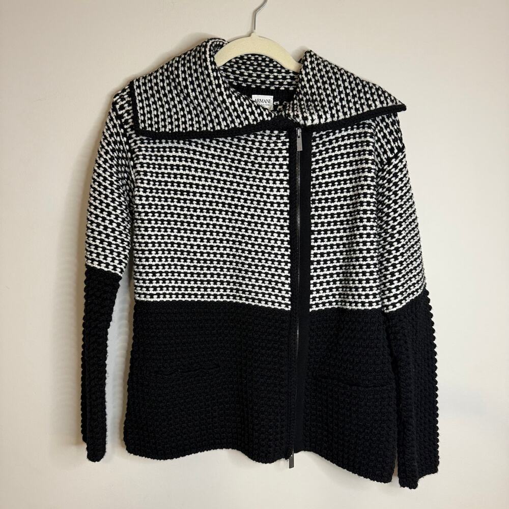 Armani Collezioni  sz 4 cardigan zip sweater black & white